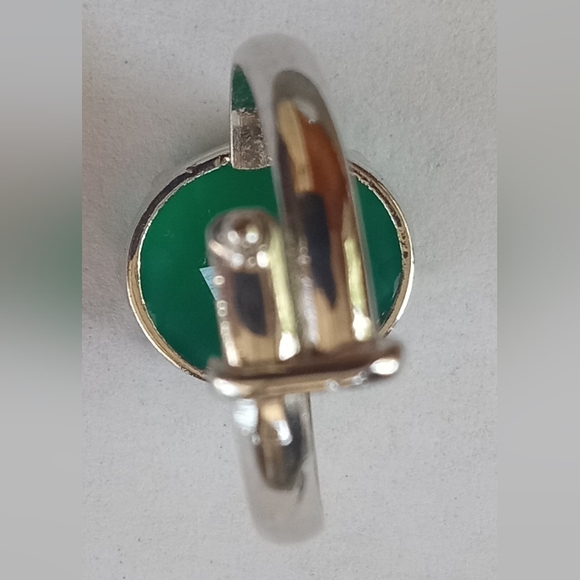 Silver 925 Green Onyx Adjustable Ring, Lever Back Earrings Set - Picture 3 of 10